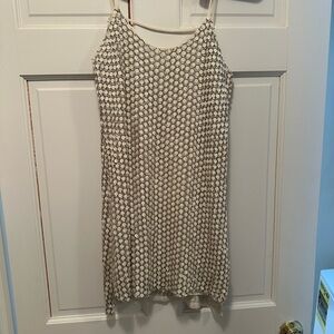 Parker Beaded White Silk Spaghetti Strap Mini Cocktail Dress